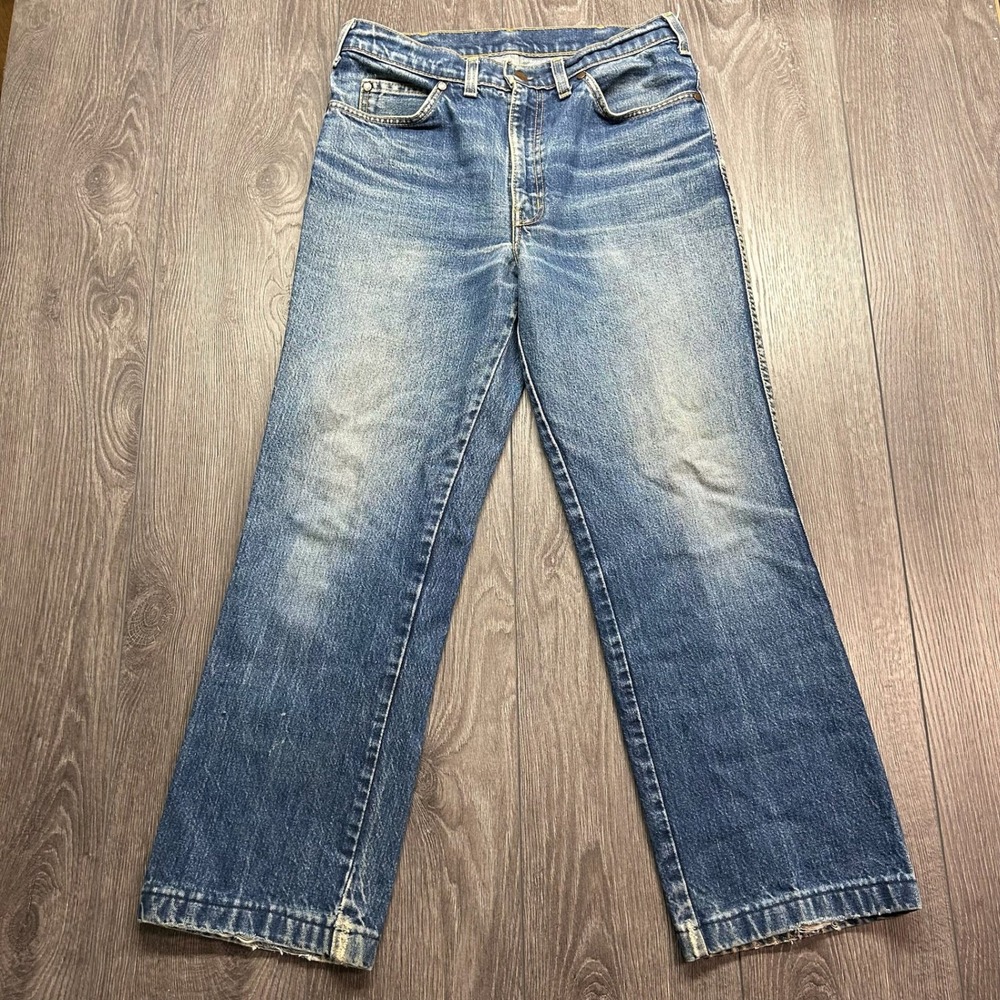 Vintage 70s GWG Jeans Mens 32x28 Blue Denim Straight Leg Workwear Made in Canada